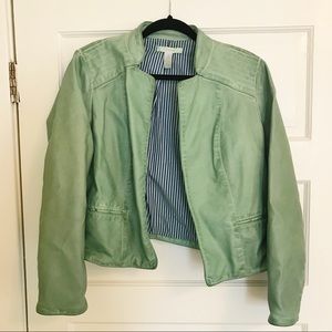 Chico’s Green Faux Leather Motorcycle Jacket